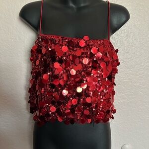 Red Sequin Women's Top